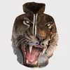 Herrhoodies 2023 3D Tiger Hoodie Animal Face Saber-Toothed and Women's Elastic Breattable Sportswear