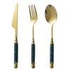 Dinnerware Sets Modern Designer Cutlery Set Classic Stainless Steel Tourist Cooking Dinner Fork Spoons Knives Gold Vaisselle Cookware OA50DS