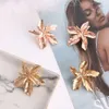 Vintage Metal Flower Big Earrings for Women Gold Color Silver Color Geometric Statement Fashion Brincos Jewelry Earring