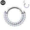 Ear Cuff G23 Cartilage ring lobe Piercing Two Rows CZ Zircon Paved Nose Rings Hoops Nipple Lip Clicke Ring Jewellery 230306