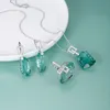 Brincos colar gem s beleza 925 prata esterlina estilo moderno estilo jóias finas conjunto heterohexágono ametista verde para mulheres 230306