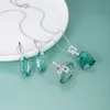 Earrings Necklace Gem s Beauty 925 Sterling Silver Modern Luxury Style Fine Jewelry Set Heterohexagon Green Amethyst For Women 230306