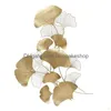 Muurstickers moderne luxe smeedijzeren hangende ginkgo blad ambachten decoratie huis achtergrond sticker veranda muurschildering accessoires ot6rp