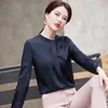 Blouses pour femmes rose pull chemise femmes 2023 printemps tempérament acétate Satin décontracté O cou OL bureau dames travail hauts blanc