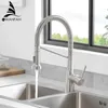 Kitchen Faucets Brushed Nickel Faucet Single Hole Pull Out Spout Sink Stream Sprayer Head Mixer Tap 866033
