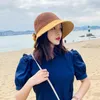 Wide Brim Hats Simple Panama Foldable Floppy Girls Straw Hat Sun Beach Women Summer UV Protect Travel Cap Lady Female Eger22