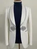 Ternos masculinos Shawl Gollar Blazer Ivory Jacquard Terne Casat Fivela Design de fivela de casamento masculino Jaqueta Dinner Festem Costura Homme personalizada