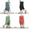 Active Pants Summer Men Sweatpants Casual Baggy Linen India Harem Wide Leg Yoga Bloomers Capri Pant Man Running Joggger Fitness Workout