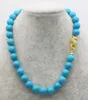 Chaînes Bleu Turquoise Collier Rond 12mm 18" Nature FPPJ Gros Et Jaune Léopard Fermoir Crochet