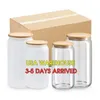 US STOCK Sublimation Wine Glasses Beer Mugs with Bamboo Lids And Straw DIY Blanks Frosted Clear Mason Jar Tumblers Cocktail Iced Coffee Soda Whiskey Cups