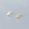 Stud -oorbellen echt 925 Sterling zilver klein vliegtuig zircion oor sieraden Koreaanse zoete schattige diamant voor vrouwen