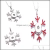 Pendant Necklaces Gold Sier Snap Button Charms Jewelry Snowflake Shape Fit 18Mm Snaps Buttons Necklace For Women Noosa D336 Drop Del Dhv9B