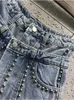 Kvinnors shorts DEAT 2023 Summer Fashion High midja Fake Two PCS Rivet Loose Wide Ben Short Denim Pant Kvinna 17A767 230306