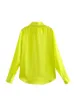Women's Blouses Shirts TRAF Women's Satin Blouse Long Sleeve Top Female Collared Button Up Shirt Woman Yellow Spring Casual Blouses For Women 230306