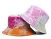 Chapeaux de seau tie-dye peint respirant bassin chapeau adultes casquette de plage double face été pêcheur casquette voyage parasol casquettes décontracté extérieur sortie chapeau de soleil BC414-2