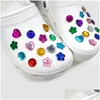 Athletic Outdoor MOQ 100PCS Crystal Flower Charms Soft Cute PVC SHAIL SHARM Associory Decorations Custom Jibz for Clog Shoes Dham2