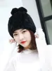 Women Real Mink Fur Hat Scarf Winter Warm Beanie Cap Headwear Black Brown