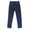 Jeans Fashion Baby Jeans Solid Blue Denim Byxor för stora pojkar Casual Washing Blue Jeans Loose Children Long Pant Fat Boy Clothes 230306