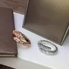 BUIGARI Serpentine خاتم مصمم للمرأة الماس مطلية بالذهب 18 K النسخ الرسمية النمط الكلاسيكي مجوهرات هدية الذكرى 027