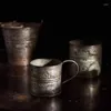 Tasses Pography Props Rétro Verres Vintage Anglais Impression En Fer Forgé Fleur Seau Ancienne Poignée Tasse Alimentaire Fruits Coupe Maison Cuisine