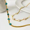 Chains 316L Stainless Steel Light Luxury Niche Design Imitation Pearls Opal Ladies Necklace Fashion Exquisite Jewelry SAN1273