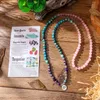 Charm Bracelets 108 Beads Buddhist Mala Wrap Stack Layer Bracelet for Woman Rose Quartz Purple Japer Turqoise ite and Lotus 230306