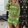 Zweiteilige Damenhose, Weihnachtsanzug, silberner Fleece-Langarm-Pullover, Shorts-Anzug, Weihnachts-Sportbekleidung, weiblich, zweiteiliger Damenanzug 230303