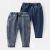 Jeans bébé Jeans printemps automne 2-10 ans vêtements pour enfants enfants couleur unie élastique Denim pantalon casual pantalons longs pour garçon 230306