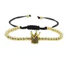 Bracelets en cuivre tressés avec couronne impériale, perles en zircone cubique, bijoux à breloques pour femmes et hommes