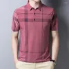 Men's T Shirts TFETTERS Summer Short Sleeve Plaid Tshirt Men 2023 Thin Soft Anti-Wrinkle Work Shirt Slim Turn-Down Collar T-Shirt