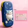 Blyertskåp bedårande 3D Cartoon Cat Pencil Case Stationery Organizer School Supplies for Girls Pink Pen Pouch Holder Kawaii Trousse Scolaire J230306