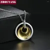 Pendant Necklaces ZHOUYANG Necklace For Women Cubic Zirconia Double-Layered Round Gold Color And Silver Fashion Jewelry N015