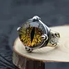 Band Rings Vintage Male Natural Topaz Stone Ring Fashion 925 Sterling Sier Adjustable For Men Unique Party Engagement Drop D Dhgth