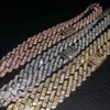 Luxury Rapper Hip Hop Cuban Chain 12mm Width Asscher Cut Prong Setting Moissanite Men Iced Out Cuban Link Chain Necklace