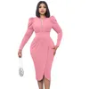 Casual Dresses Sexy Pack Hip Pencil Dress African Women's Solid Color V-Neck Long Sleeve Irregular Slim Party Evening 2023 Winter