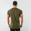 T-shirts pour hommes Chemise de couleur unie pour hommes Entraînement d'été Gym Sports T-shirt à manches courtes Bodybuilding Lâche et confortable