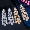 Ear Cuff CWWZircons Trendy Clear White Water Drop Cubic Zirconia Women Long Tassel Brazil Style Party Earring Brincos Bijoux Gift CZ816 230306