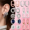 925 Silver Fit Pandora örhängen Crystal Fashion Women SMYCHRY Gift Ear Studs Me Earring Silver 925 Round Circle Feather Dangle Hoop