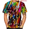 Hommes t-shirts 2023 hommes et femmes été drôle nouveauté créatif couleur crayon 3d impression T-shirt Cool mode décontracté à manches courtes hauts