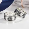 Factory wholesale 2023 New Luxury High Quality Fashion Jewelry for Sterling Silver hemp rope double carving pattern couple trend hip hop ring