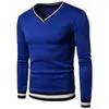 T-shirts pour hommes Hommes Base Top Couleur Correspondant Col V Manches longues Slim Fit Pull Chaud Doux Casual Printemps T-shirt pour l'école