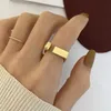 Cluster Rings Personality Design Opening Letter D Shaped Geometric Square Gold Ring Jewelry For Women Charms Gift L230306