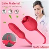 Leg Massagers Toy Masr New Products Rose Dildo Thrust Vibrator Female Clitoris Stimator Tongue Lick Love Egg Stretch Y Toys Drop Del Dhd9H