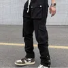 Calças masculinas y2k preto streetwear casual techwear calças de carga coreana homens macacões cintura baixa joggers calças alt baggy sweatpants roupas 230306