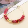 Hoop Earrings Easter Natural Stone Ear Ring Flat Beaded For Women Vintage Winter Color Jewelry Stainless Steel Round Earring