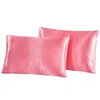 Pillow Case 2PCS 51x76cm Satynowa jedwabna poduszka emulacja Łóżka Solidne Ochraniacz Okładki Pokrywa Poduszki Przypadki