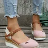 Sandalen 2023 Sommer Damen Leinen Plain 6 cm Keilsandalen Bohemian Handmade Damen Lässig Bequeme Espadrilles Plateau Pumps Schuhe Z0306