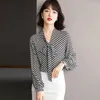 Women's Blouses Chiffon Bow Neck Women Blouse Summer Design 2023 Long-Sleeved Elegant Office Lady Outwear Coats Top Quality