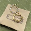 Double G Circle Pearl Stud Designer Gold Hoop Earrings Jewelry Letter Diamond Eardrops Dangler With Box Lover Birthday Gift Anniversary