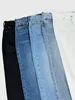 Jeans femininos Zessam Botões sólidos Jeans Mulher Cantura alta elástica reta Burrs Femme Jeans Casual Classual Lady calças 230306